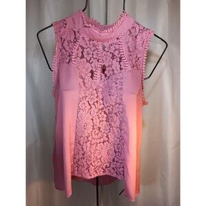 Self Esteem Purple W/ Lace Accent Sheer Sleeveless Tank Top Size XL